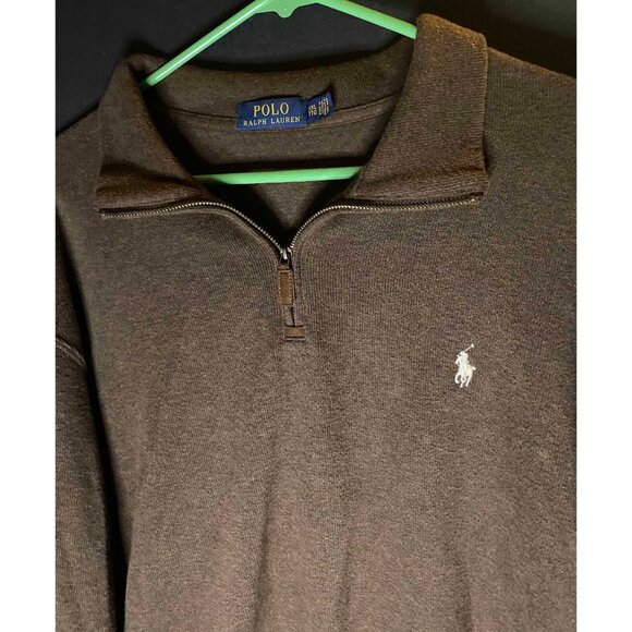 Polo Ralph Lauren Sweater Mens 2XL Brown 1/4 Zip Pullover Pony Logo Casual Golf - Picture 2 of 7